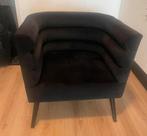 Zwarte velvet kuipstoel, Ophalen, Zo goed als nieuw, Minder dan 75 cm, 50 tot 75 cm