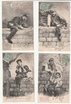 Lot 4 kaarten illustrator Bergeret Sur le Mur (mannen ), Verzamelen, Ansichtkaarten | Themakaarten, Verzenden, 1920 tot 1940, Gelopen