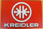 Kreidler logo rood wit reclamebord van metaal wandbord, Verzamelen, Nieuw, Reclamebord, Ophalen of Verzenden
