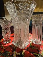 Prachtige Kristallen Vazen Set jaar 1948, Huis en Inrichting, Woonaccessoires | Vazen, Ophalen, Wit, 75 cm of meer, Glas