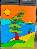 Schilderij - Landschap met bomen - 24x30 cm, Antiek en Kunst, Ophalen of Verzenden