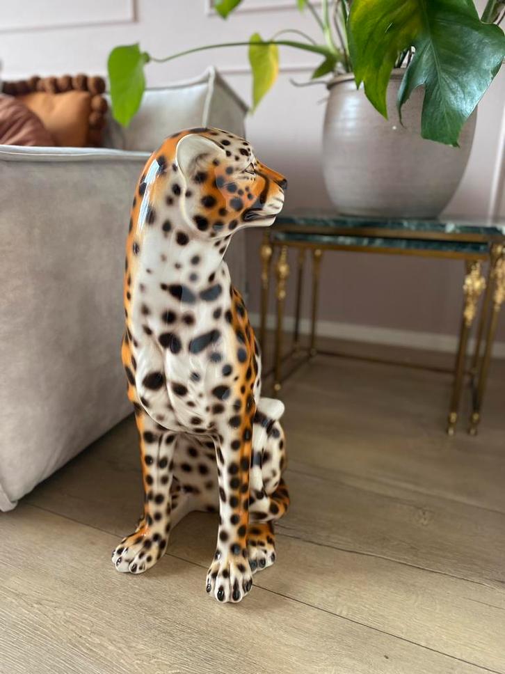 Beeld luipaard cheeta panter 58 cm hoog Italië Italiaans, Antiek en Kunst, Kunst | Beelden en Houtsnijwerken, Ophalen of Verzenden
