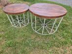 Twee leuke bijzettafels, Minder dan 55 cm, Rond, Zo goed als nieuw, Hout