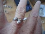 mooie echt zilveren ring 2 bolletjes vintage maat 17  925, Gebruikt, Ophalen of Verzenden, 17 tot 18, Dame