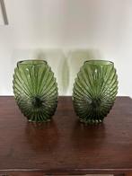 Groene glazen vazen - Set van 2, Ophalen, 50 tot 75 cm, Groen, Glas