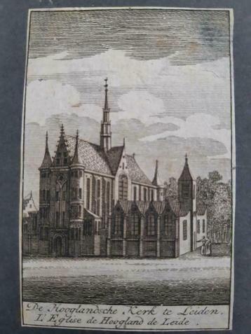 R03 / De Hooglandsche Kerk te Leiden unieke gravure 18e eeuw beschikbaar voor biedingen