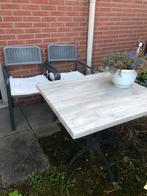Tuin taras tafel met 2 stoelen incl kussens, Ophalen of Verzenden, Zo goed als nieuw