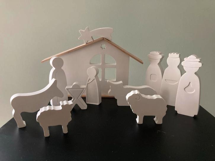 Handgemaakte Gipsen Kerststal, Huis en Inrichting, Woonaccessoires | Overige, Nieuw, Ophalen of Verzenden
