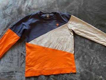 Me and My Monkey sweater met donkerblauw/grijs/oranje banen beschikbaar voor biedingen