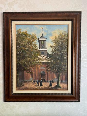 Zeer mooi schilderij van de Schildkerk te Rijssen beschikbaar voor biedingen