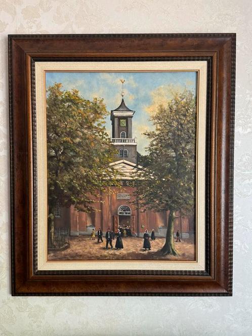 Zeer mooi schilderij van de Schildkerk te Rijssen, Antiek en Kunst, Kunst | Schilderijen | Klassiek, Ophalen of Verzenden