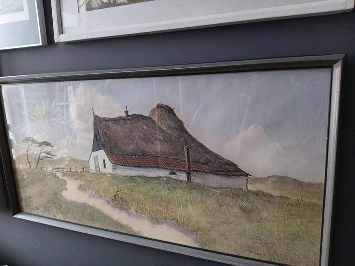 krijt, potlood, houtskool, Jan Kagie Jr. Texels landschap, Antiek en Kunst, Kunst | Schilderijen | Klassiek, Ophalen