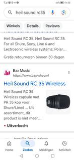 Heil Sound RC 35 Microfoonkop voor Shure Draadloos, Ophalen of Verzenden, Gebruikt, Zangmicrofoon, Draadloos
