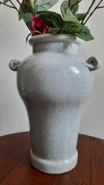 Prachtige grote grijze vaas aardewerk gecraqueleerd, Huis en Inrichting, Woonaccessoires | Vazen, Ophalen of Verzenden, Zo goed als nieuw