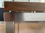 Pilat & pilat custom made tafel van RVS en walnoot. 190x90, Huis en Inrichting, Tafels | Eettafels, Ophalen of Verzenden, Gebruikt