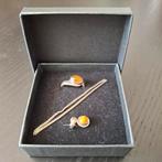 Set ketting, hanger en ring Tijgeroog zilver, Ophalen of Verzenden, Zo goed als nieuw, 17 tot 18, Met edelsteen