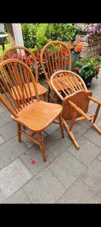 4 eetkamer stoelen, blank eiken, mooi en stevig, Huis en Inrichting, Stoelen, Ophalen of Verzenden, Gebruikt, Vier
