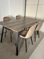 Eettafel met suede stoelen, Huis en Inrichting, Tafels | Eettafels, Ophalen, Gebruikt, 50 tot 100 cm, 150 tot 200 cm