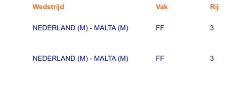 2x kaartjes Nederland - Malta, Tickets en Kaartjes, Sport | Voetbal, Twee personen, Juni, Losse kaart, Nederlands elftal