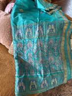 Sari Turquoise goud, Kleding | Dames, Overige typen, Blauw, Maat 46/48 (XL) of groter, Ophalen of Verzenden