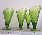 4 oude ijscoupes ijsglazen - groen - vintage - retro, Antiek en Kunst, Ophalen of Verzenden