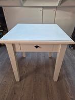 Witte stevige vierkante tafel met lade, Huis en Inrichting, Tafels | Eettafels, Ophalen, 50 tot 100 cm, 50 tot 100 cm, Zo goed als nieuw