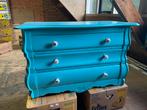 Buikkastje / ladekastje / commode in blauw met sierknoppen, Huis en Inrichting, Kasten | Ladekasten, Ophalen, Gebruikt, 50 tot 100 cm