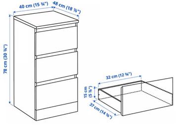 Te koop: 2 IKEA Malm 3 lade kast - afbeelding 2