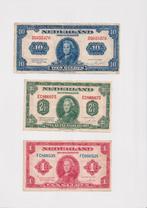 Bankbiljetten Nederland 1943 WO2 - 10, 2 1/2, 1 Gulden set, Ophalen of Verzenden, 10 gulden
