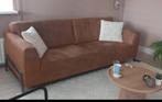 3-zits Microleer Bank - Cognac, Huis en Inrichting, Banken | Bankstellen, Stof, Gebruikt, Driepersoons, 75 tot 100 cm