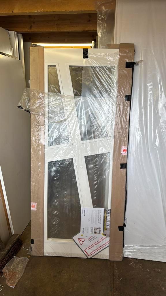 Opdek paneeldeur 88x201.5 cm rechtshangend blankglas nr, Doe-het-zelf en Verbouw, Deuren en Horren, Nieuw, Binnendeur, 200 tot 215 cm