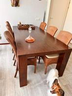 Mooie vol eiken eettafel, Ophalen, Gebruikt, Groffe structuur hout