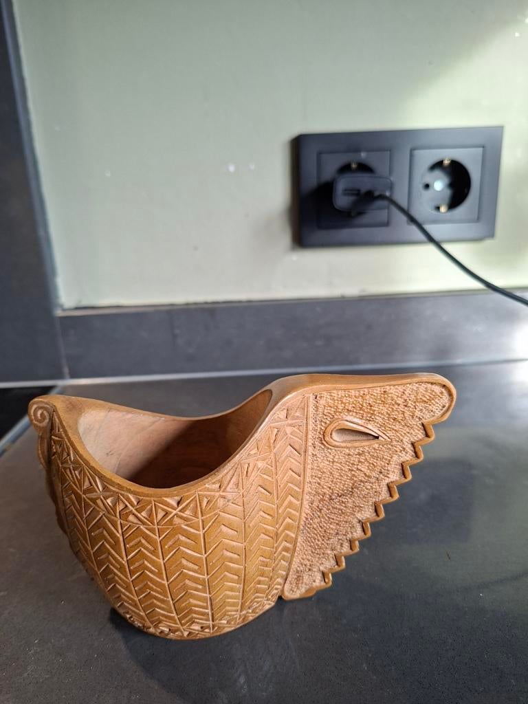 Vintage houten handgemaakte trouwbeker huwelijk mooi details, Antiek en Kunst, Ophalen of Verzenden