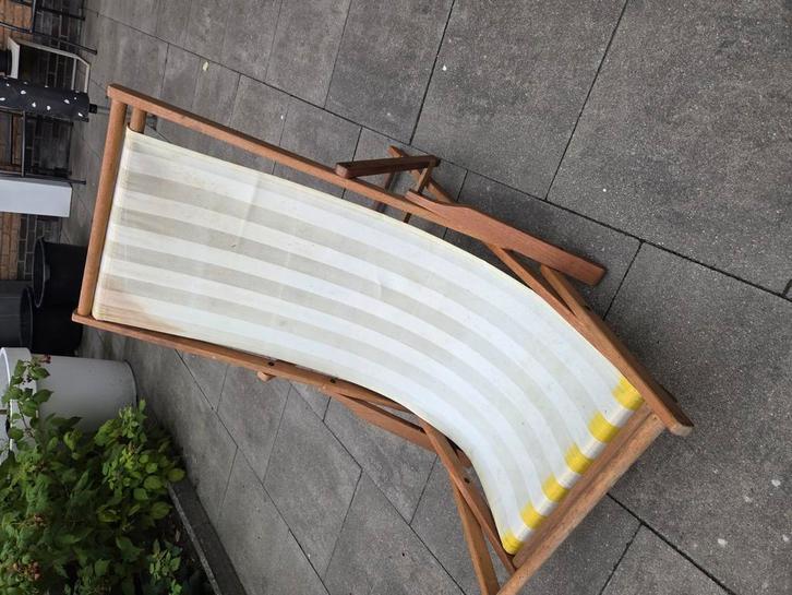 Houten Strandstoel - Inklapbaar & Verstelbaar, Tuin en Terras, Tuinstoelen, Gebruikt, Ophalen