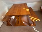 Mooie eettafel met twee zitbankje., Huis en Inrichting, Tafels | Eettafels, Ophalen, Vijf personen of meer, Rechthoekig, 50 tot 100 cm