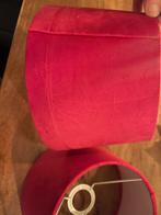 2 Roze Fluwelen Lampenkappen, Rond, Ophalen of Verzenden, Zo goed als nieuw, Minder dan 25 cm
