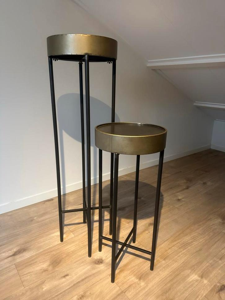 Set van 2 zuilen / bijzettafels | 80 + 120 cm H, Huis en Inrichting, Woonaccessoires | Zuilen en Pilaren, Zo goed als nieuw, Ophalen