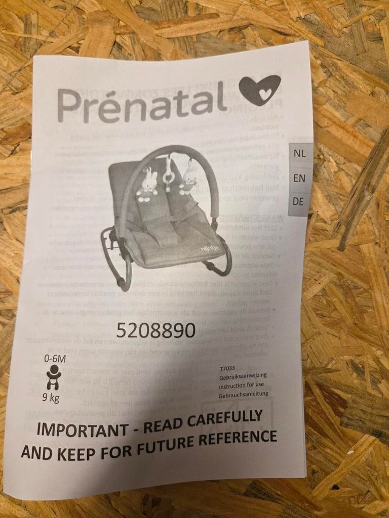 Nieuwe Nijntje wipstoel Prenatal, Kinderen en Baby's, Wipstoeltjes, Ophalen, Verstelbaar, Nieuw, Wipstoel