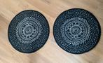 Twee ronde vloerkleedjes zwart/wit, Ophalen, Gebruikt, Zwart, Rond