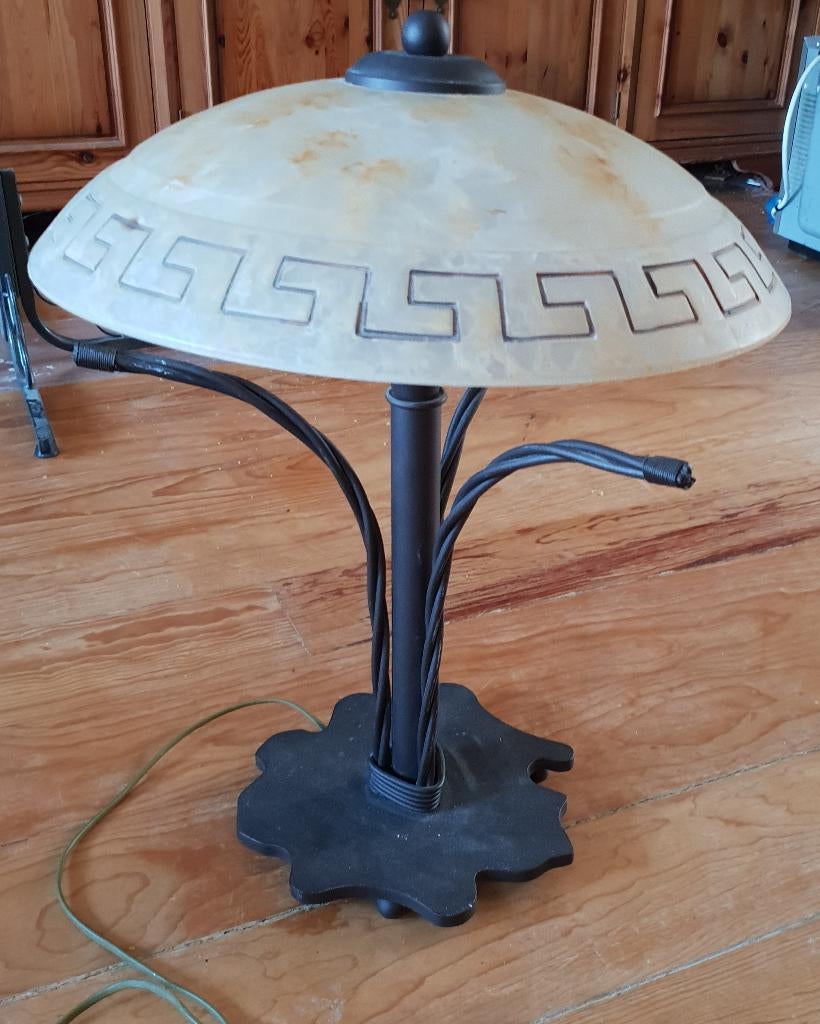 tafel lamp master light masterlight grieks bruin beige, Ophalen, Zo goed als nieuw, Glas, Minder dan 50 cm