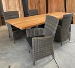 Tuinset Industrial grey teak U leg "200" 4 Tuinstoel Miami, Ophalen, 4 zitplaatsen, Eettafel, Teakhout