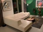 Crèmekleurige Lederen Hoekbank Goossens, Huis en Inrichting, Banken | Bankstellen, Ophalen, 250 tot 300 cm, Gebruikt, 100 tot 125 cm