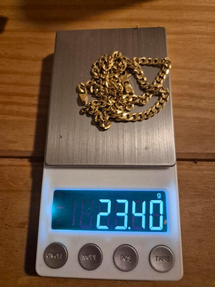 Gouden Ketting 23.4g 18krt, Sieraden, Tassen en Uiterlijk, Kettingen, Zo goed als nieuw, Goud, Goud, Ophalen of Verzenden