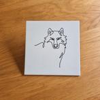 Tegeltje lijntekening wolf, Ophalen of Verzenden