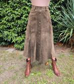 Suede leren rok leger groen, Ophalen of Verzenden, Zo goed als nieuw, Maat 36 (S), Boven de knie
