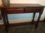 Engelse Mahonie Houten Sidetable/Haltafel 2 laatjes., Ophalen