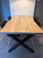 Eikenhouten Eettafel Industrieel, Ophalen, 100 tot 150 cm, Eikenhout, Zo goed als nieuw
