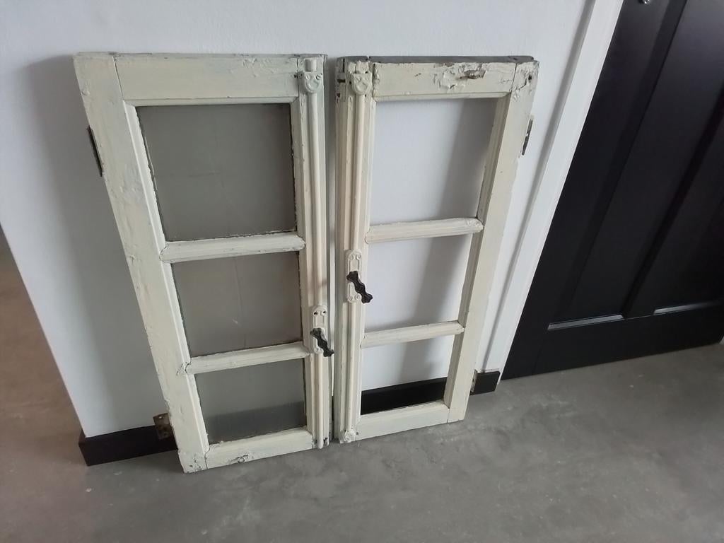 Set stoere oude ramen, Ophalen of Verzenden, Gebruikt, Minder dan 80 cm, Gevelraam of Ruit