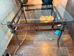 Glazen Salontafel met Metalen Onderstel, Ophalen, Gebruikt, 100 tot 150 cm, 50 tot 100 cm