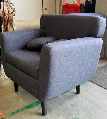 2 Fauteuils Blauw/Grijs + Kussens beschikbaar voor biedingen